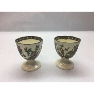 VINTAGE Coalport CHINA Indian Tree Pattern SET OF TWO Egg Cups ROUND Base